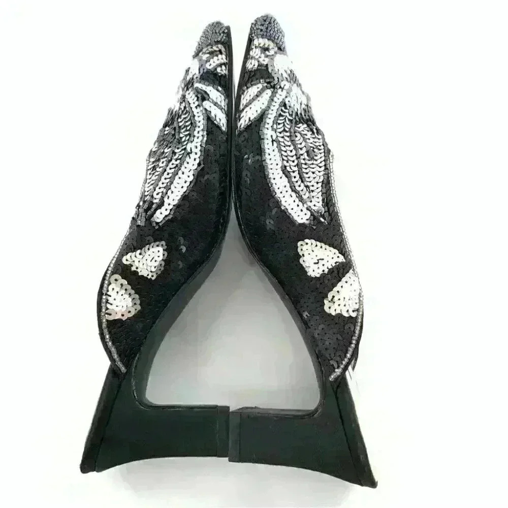 Valerie Stevens heels size 6 garden sequins multicolored mules vintage 80s 90s - Picture 6 of 13